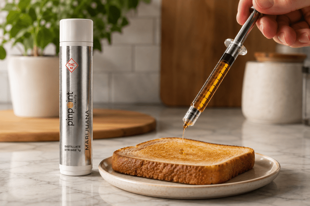 Pinpoint Ultra-Pure Distillate Syringe with toast