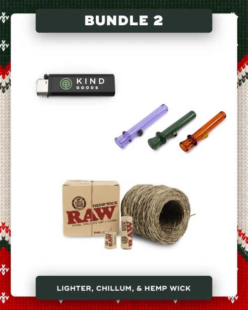 Kind Goods' Gifting Guide Essentials Bundle 2 - Lighter, Chillum, and Hemp Wick